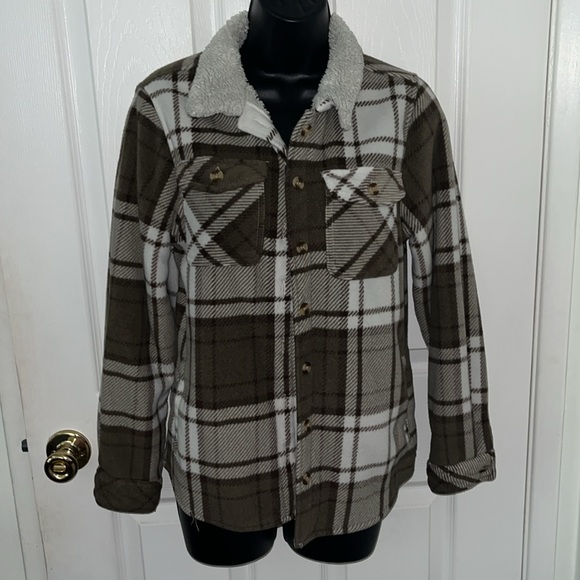 Fashion Nova Cozy Days Plaid Shacket - Taupe/combo - Picture 8 of 12